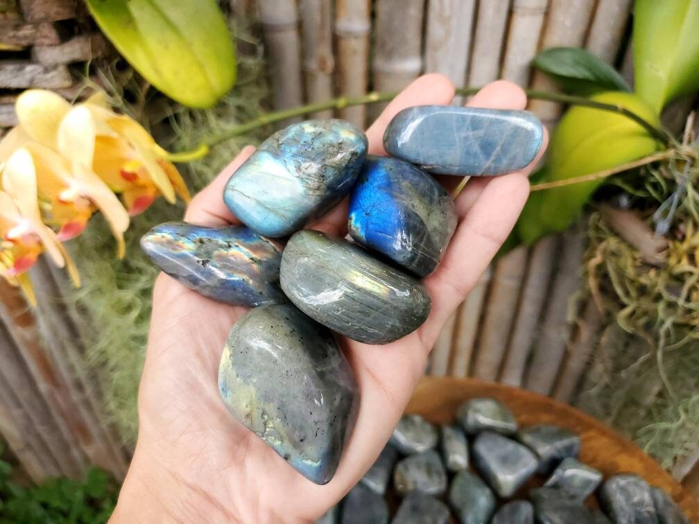 XL Grade A/B Labradorite, Tumbled Labradorite, Crystals, Flash, Spect…