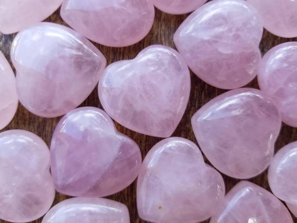 Rose Quartz Heart, Rose Quartz Puffy Heart, Crystal Heart