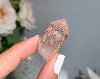 1.3" 34 mm Brandberg Harlequin Quartz  Point, Natural Lepidocrocite Point, Brandberg Quartz Crystal #12