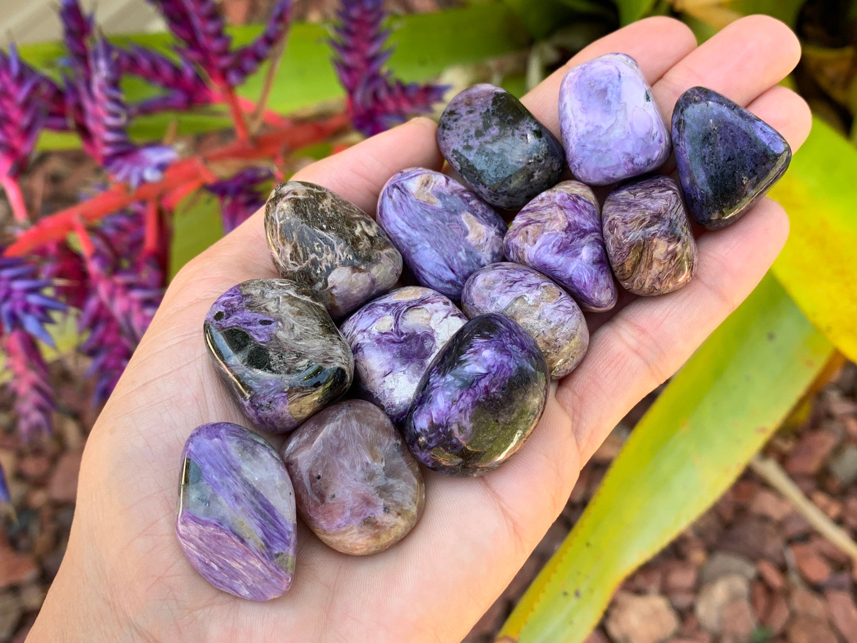 Charoite, Tumbled Charoite, Chatoyant Charoite