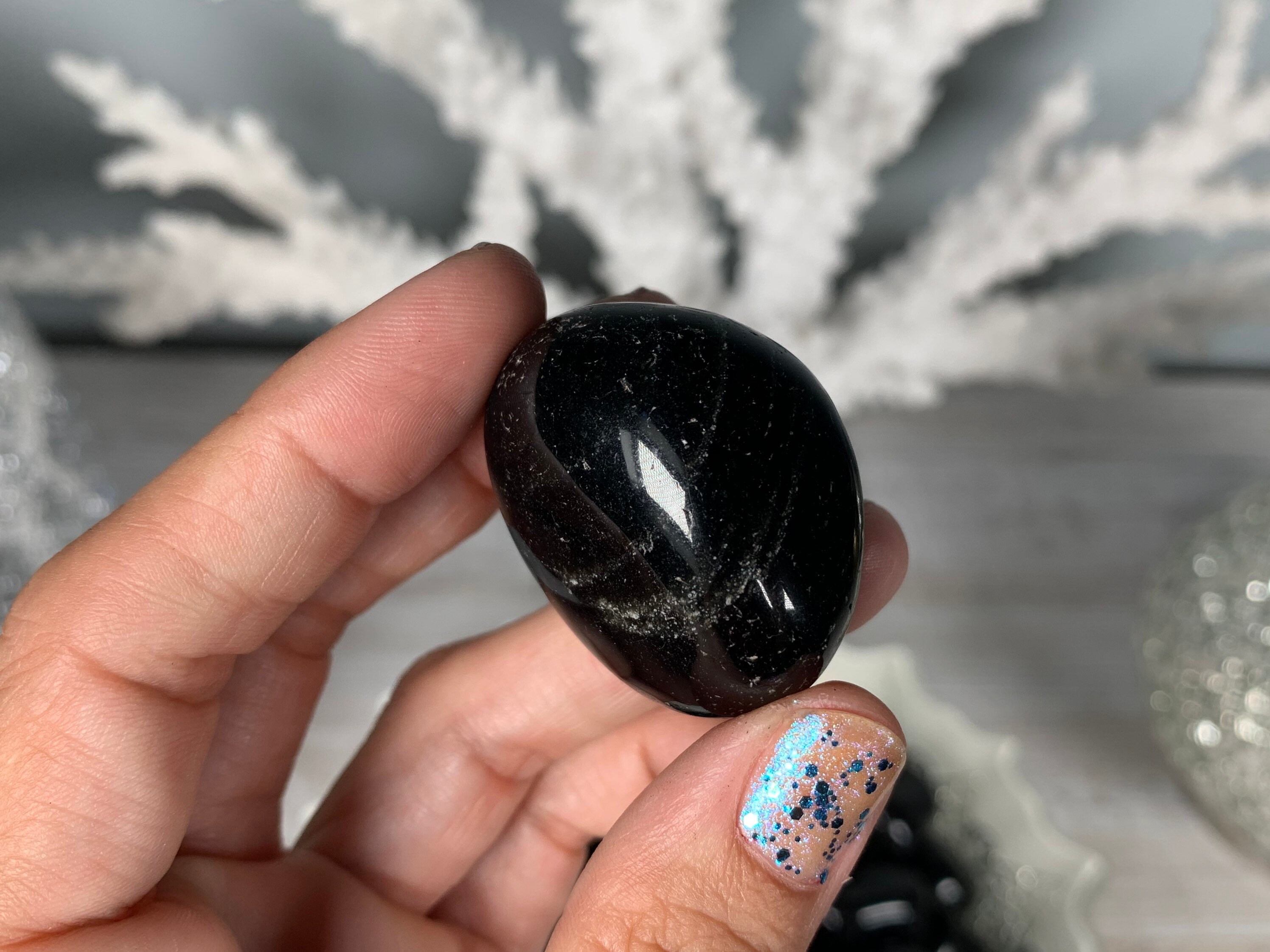 1/2LB 8-12pcs Large Black Obsidian Tumbled Stone Crystal Healing Volcanic Glass 