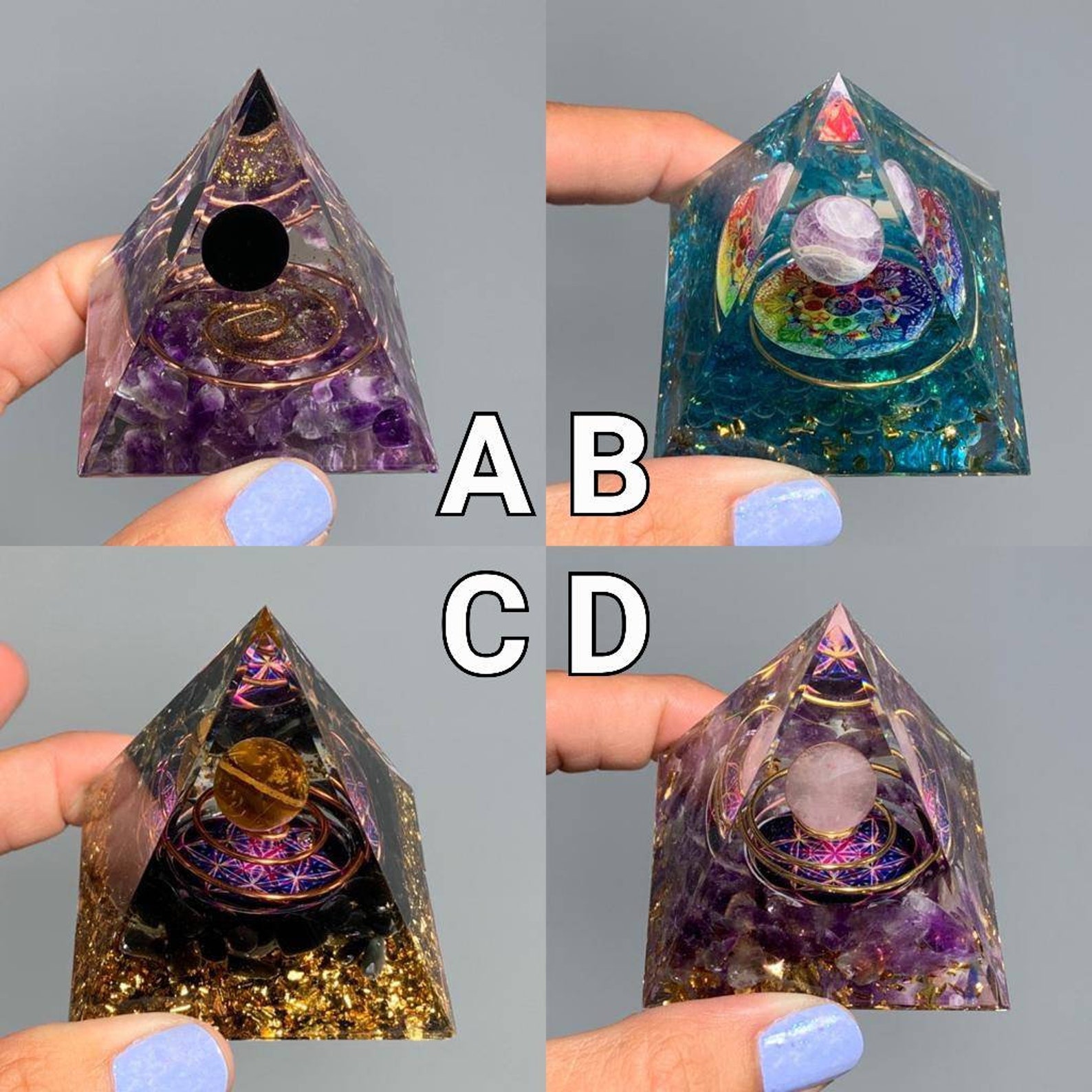 Orgonite Pyramid Orgonite Crystal and Copper Pyramid Crystal Etsy