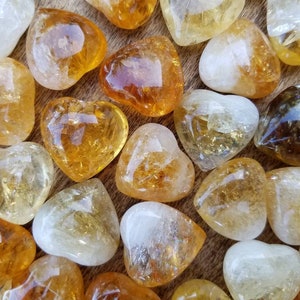 Small Citrine Heart, Citrine Puffy Heart, Natural Stone, Untreated, Deep Orange to Light Yellow, Contains Natural Flaws