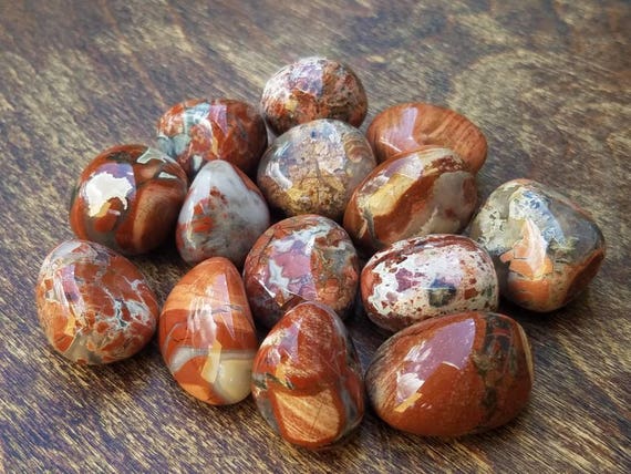 Red Silver Leaf Jasper Tumbled Red Jasper Blend Of Etsy