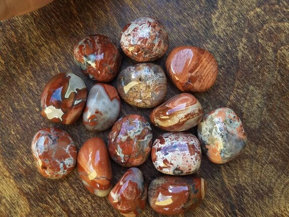 Red Silver Leaf Jasper Tumbled Red Jasper Blend Of Etsy