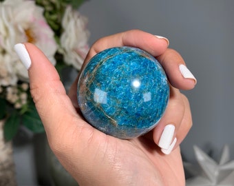 1.9" 49 mm Blue Apatite Sphere, Blue Apatite Crystal Ball, Natural Apatite Sphere #195