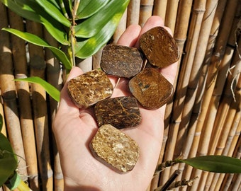 Clearance Flat Bronzite Palm Stone, Polished Bronzite, Natural Stone, Jewelry Supply