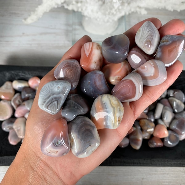 Pink Botswana Agate, Pink and Gray Botswana Agate, Gray Botswana Agate, Tumbled Pink Botswana Agate, Tumbled Pink Agate