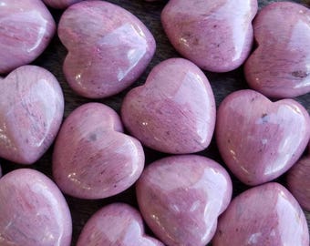 Rhodochrosite Heart, Puffy Heart, Palm, Tumbled, Polished, Small, Natural Stone, Crystal, Chakra, Love, Beauty, Joy, Balance, Energy