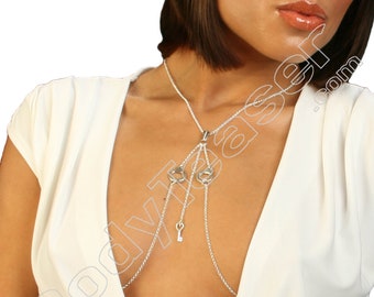 Nipple chain Necklace Handcuff model with sweet Key charm