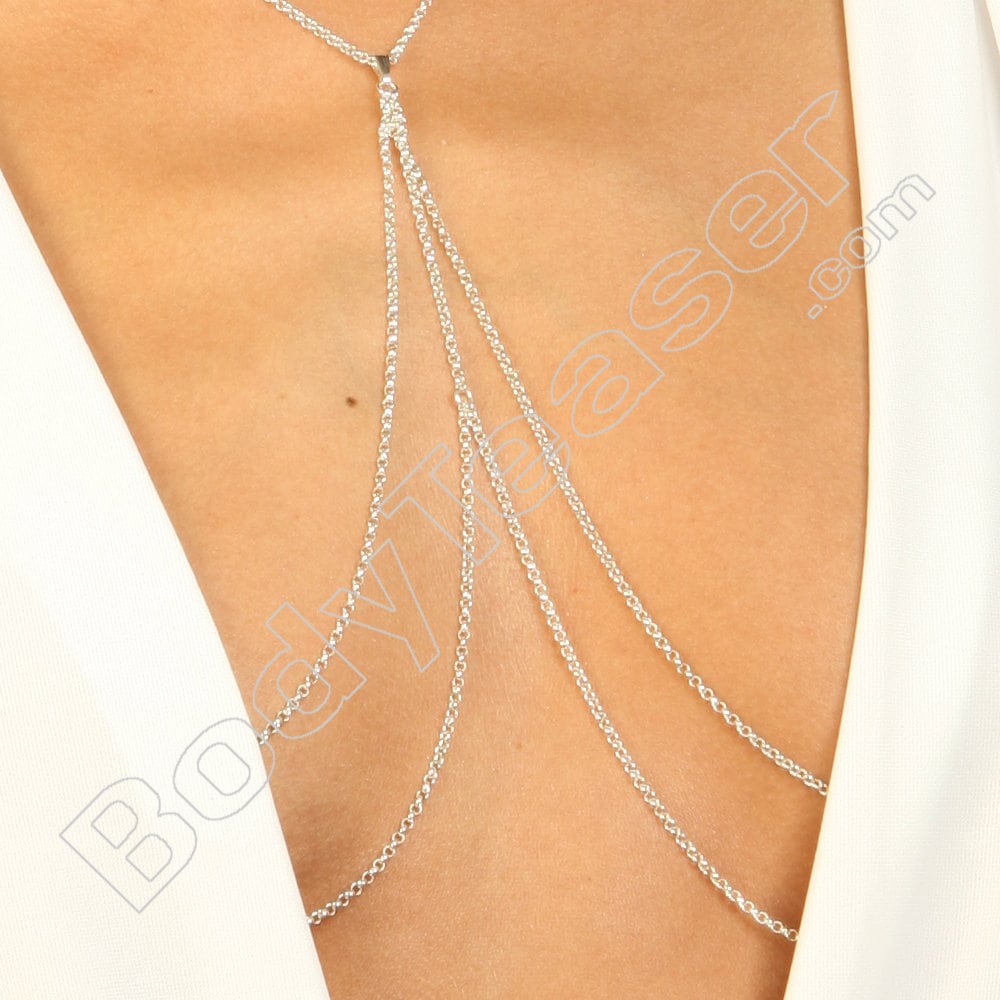 Strass Schneeflocke Nippel-Clips Mit Halskette - Nicht-Piercing Body Jewelry Für Festival & Party