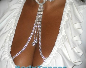 Non Piercing Nipple Necklace, a gorgeous sexy BDSM collar with chains connecting your nipples. No nipple piercings needed!