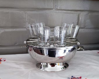 French Caviar & Vodka Serving Set Vintage Glass and Silver Caviar Accessories
