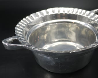 Vintage Silver Serving Bowl Mid Century Modern Polished Pewter Fruit Basket Elegant Table Decor