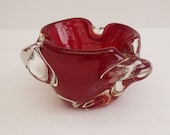 Murano Glass Red Murano Biomorphic Cigar Ashtray Bowl