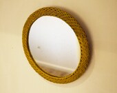 1960s French Woven Rattan Mirror