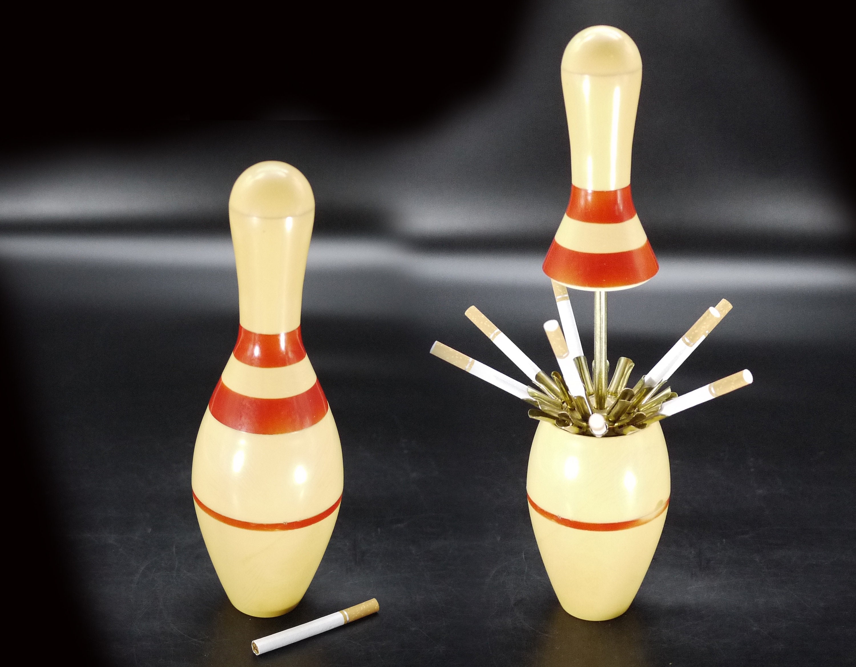 bowling pin lighter and cigarette holder Vintage Bowling Pin Cigarette Holder