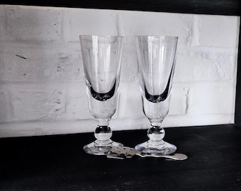 Antique French Absinthe Glass set with Spoon Hand Blown Drinking Glasses