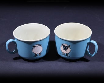 Vintage Ceramic Sheep Tea Bowl set, Just Mugs Blue Mugs Made in England