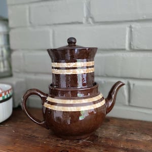 Vintage Brown and Cream Coffee Pot with Filter Villeroy & Boch Luxembourg