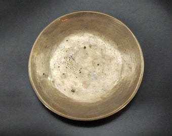 Mid Century Brutalist Bronze Bowl Vintage Cast Bronze Plate in Aldo Chale Style