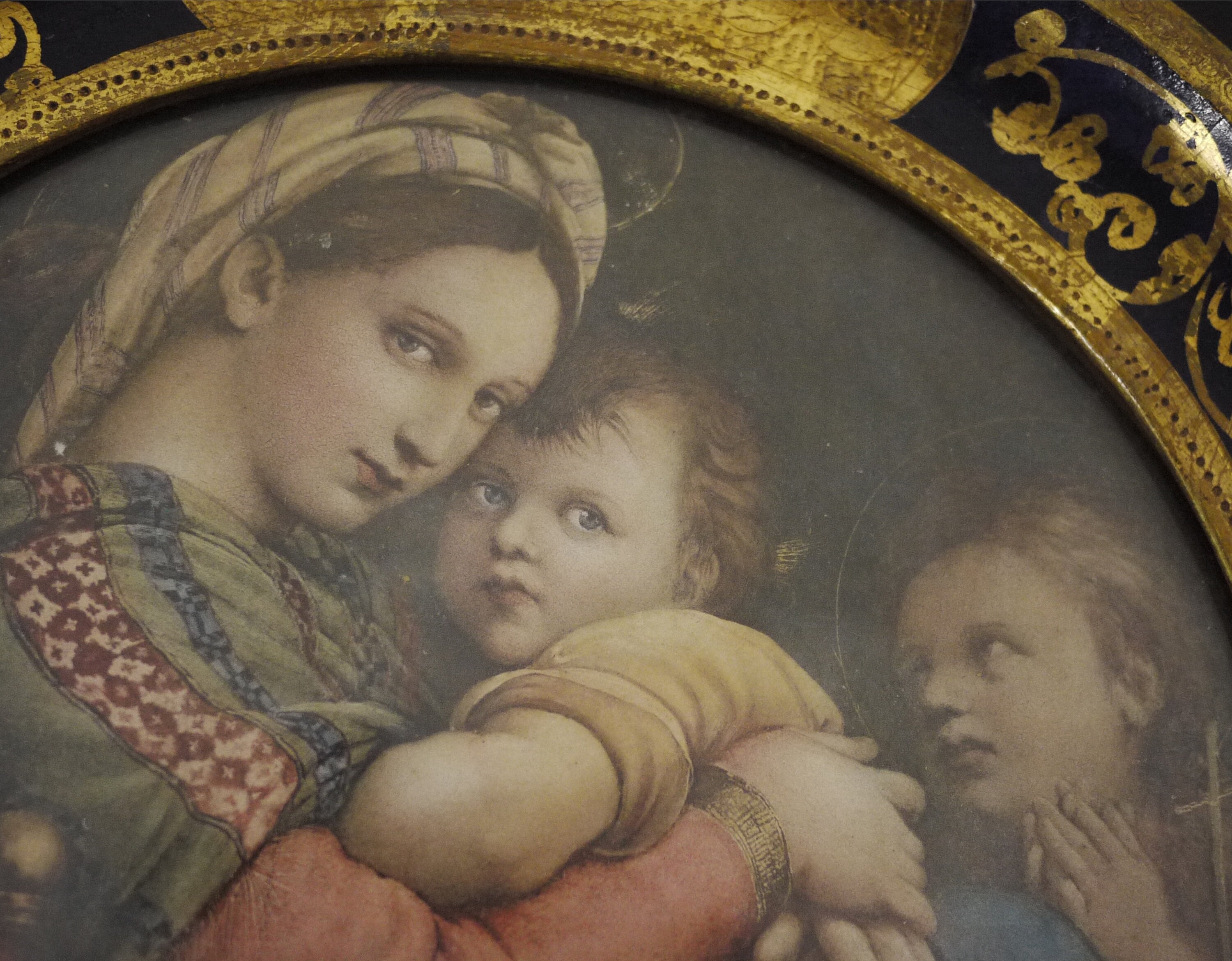 Antique Madonna of the Chair by Raphael with Florentine Frame