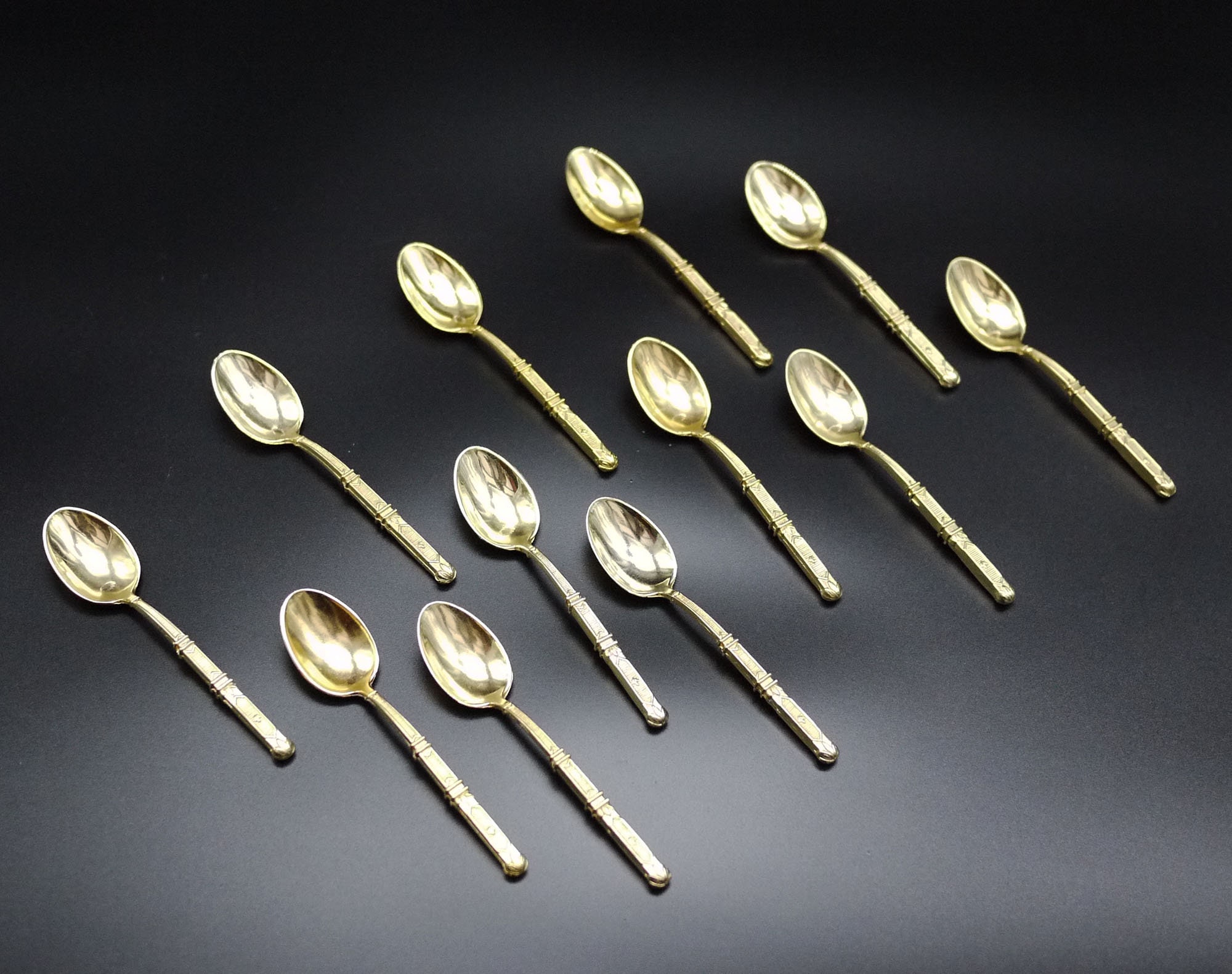 French Tea Spoon Gold Plated set of 12