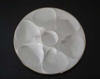Antique Oyster Plates Set of 2 White and Gilded Porcelain Nautical Dinnerware by Edelstein Bavaria