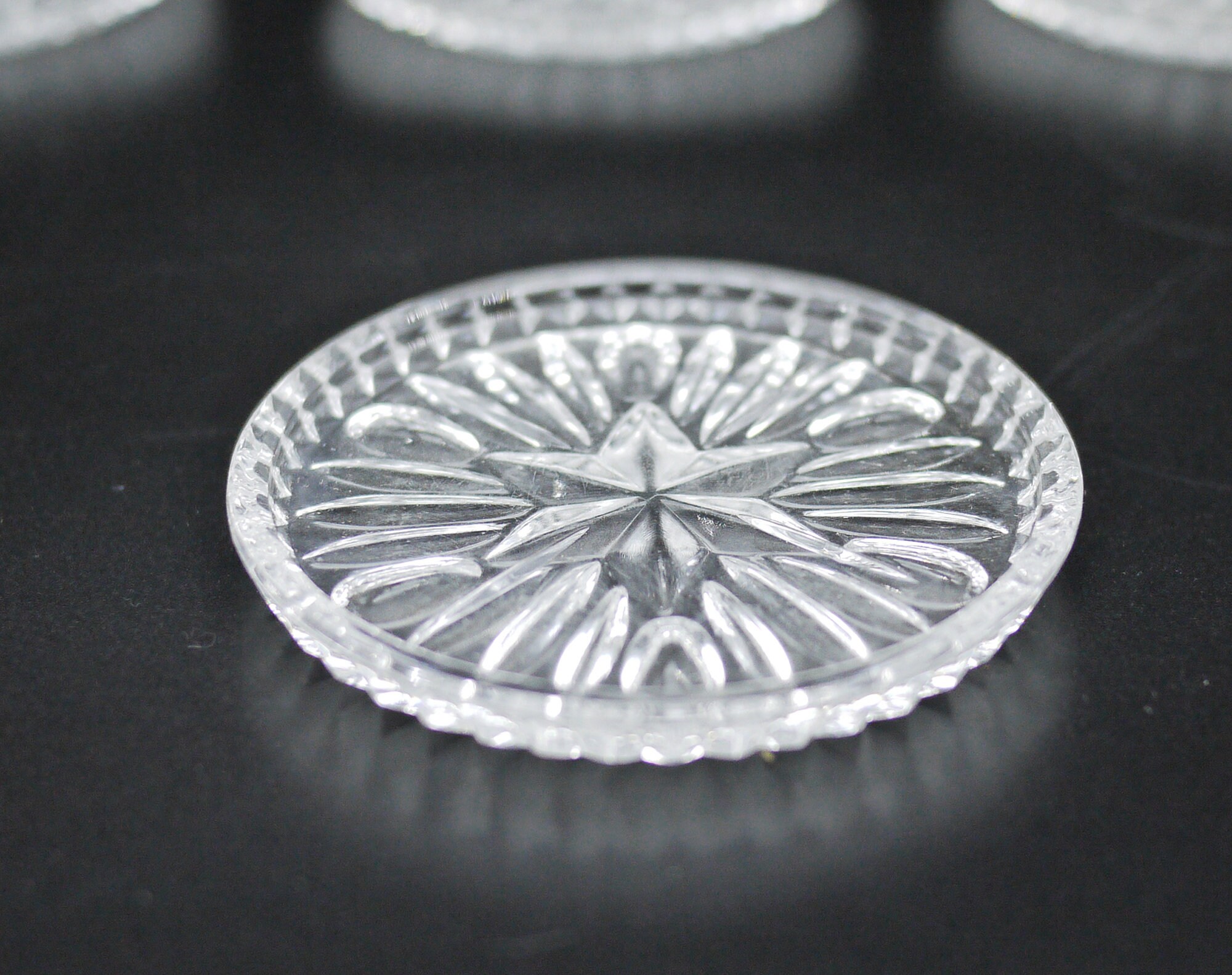 Crystal Coaster Set, Retro Bavarian Cut Crystal Coasters in Gift Box AH