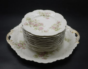 Limoges Porcelain Dessert Plates and Platter Set