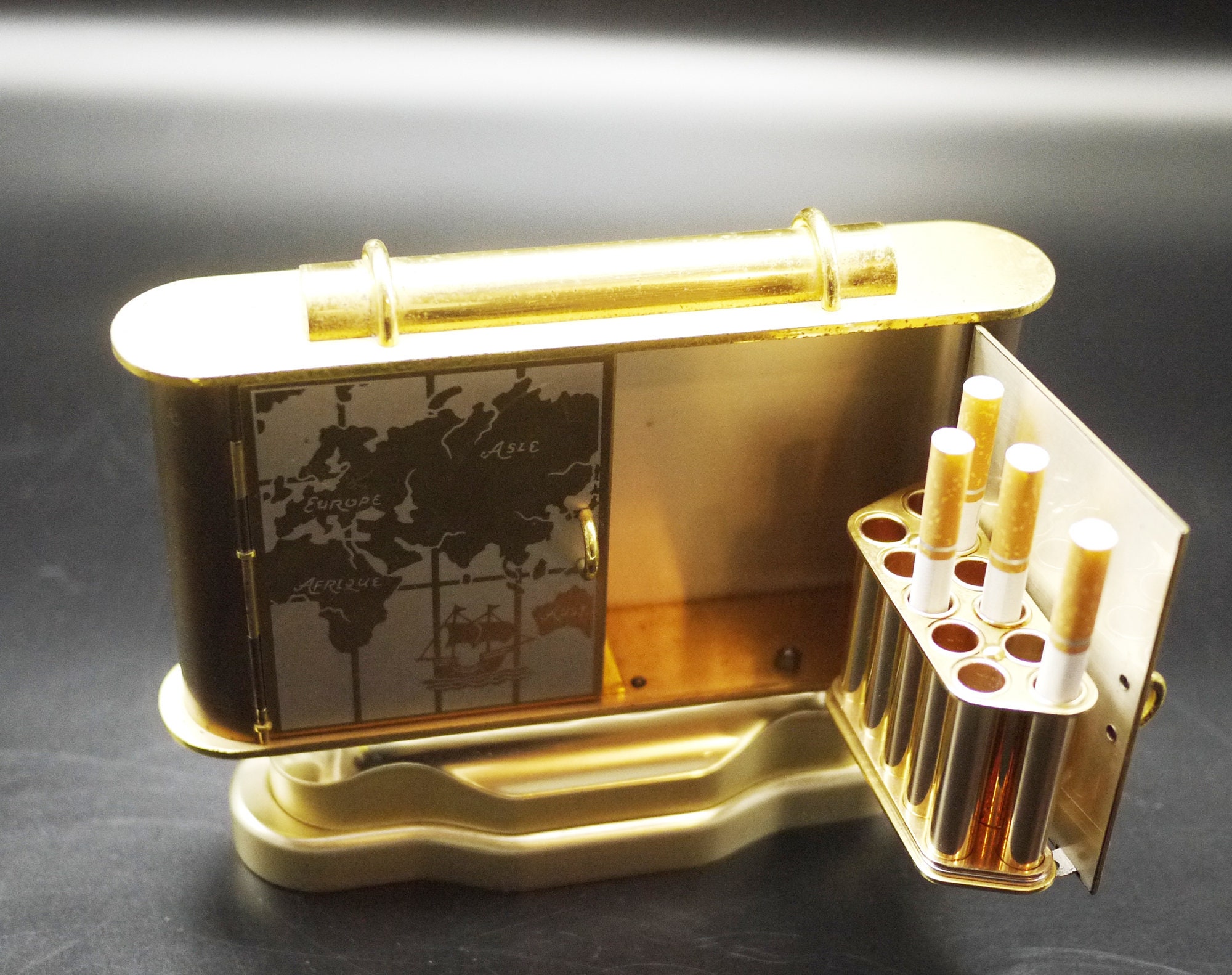 Vintage Brass Cigarette Dispenser with Music Box
