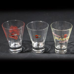 Verschiedene Vintage MARTINI-Gläser, 5er-Set, Werbeglaswaren der Marke Martini
