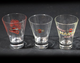 Different Vintage MARTINI Glass set of 5 Advertising Martini Branded Glassware