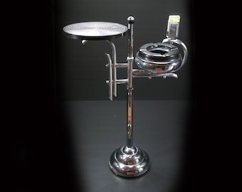 Art Deco Ashtray Stand 1930s Smoking Side Table Chrome and Bakelite Belgium Barware