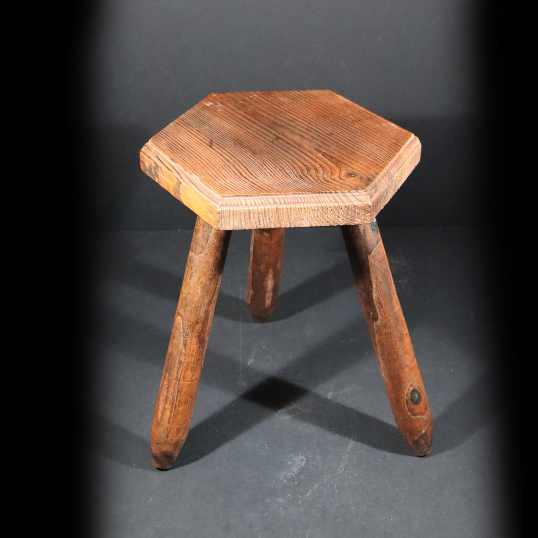 Vintage Milking Stool Pedestal Plant Stand French Farmhouse Solid Wood ...