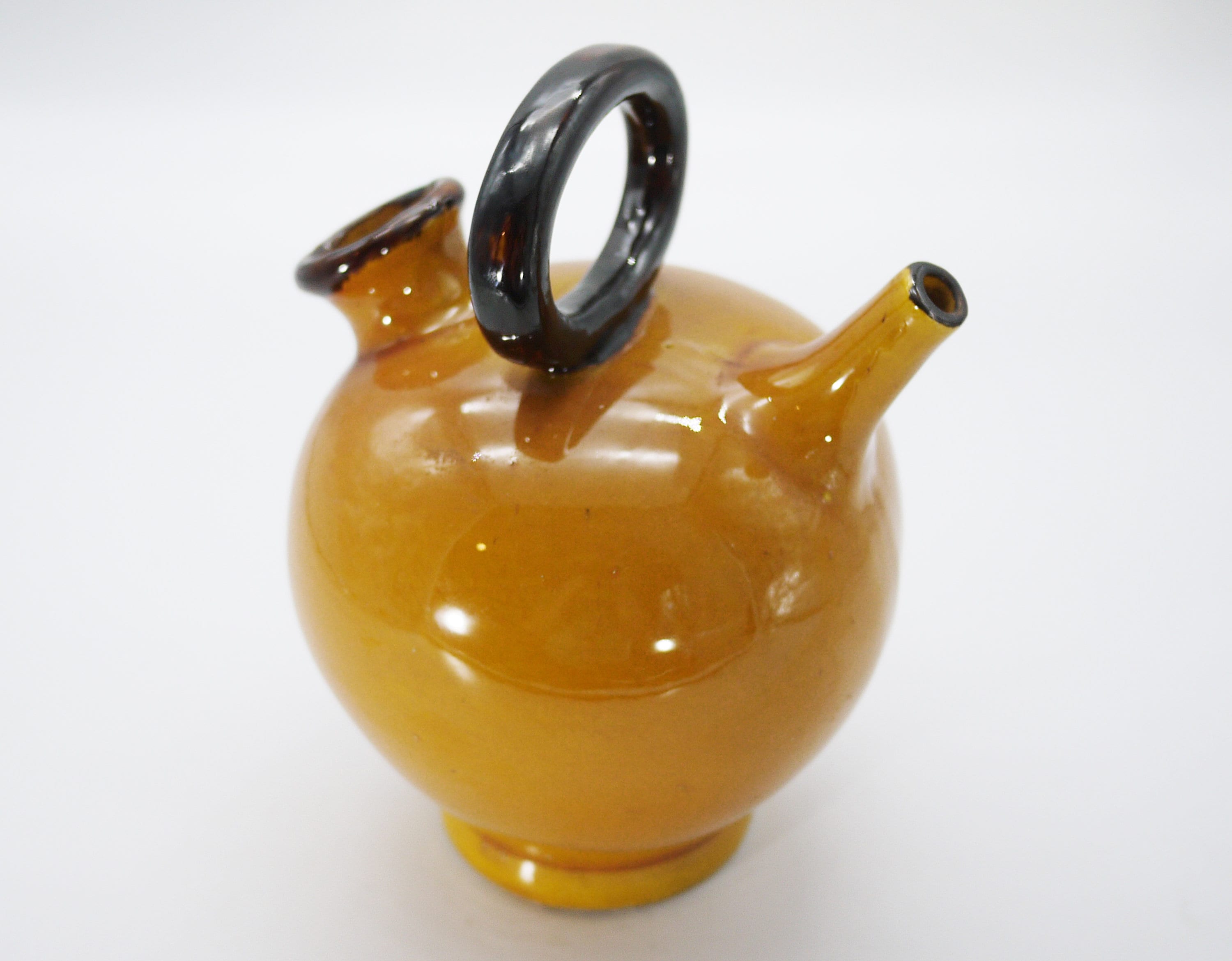 French Yellow Glazed Terracotta Wine Jug