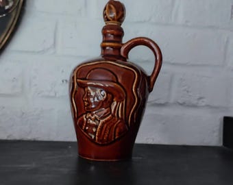 Vintage French Calvados Bottle Jug in Glazed Ceramic