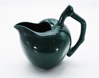Vintage Apple Pitcher FrenchGreen Glazed Ceramic Water Jug Retro Kitchen Decor