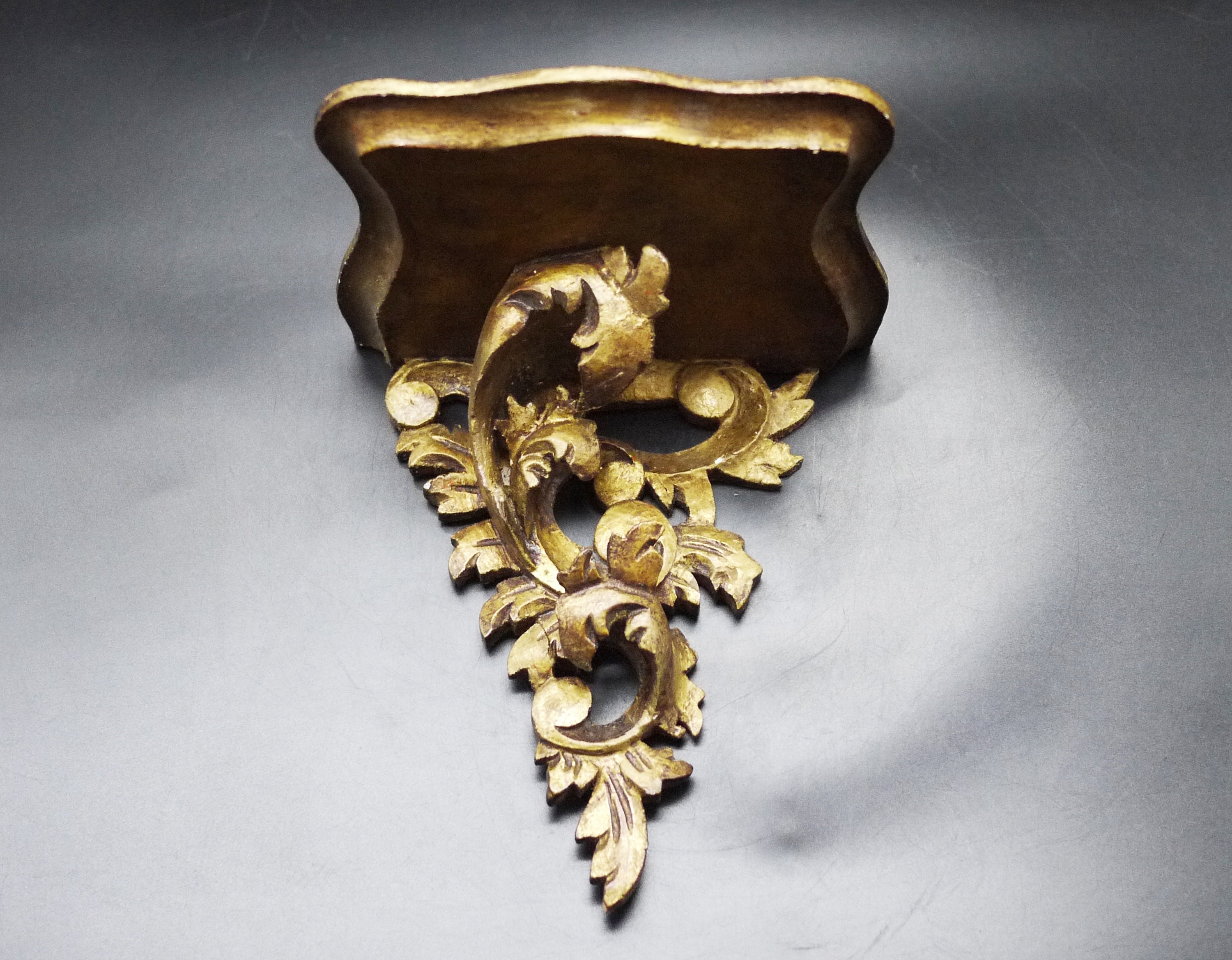 Italian Carved Gilt Wood Wall Shelf Bracket, Rococo Home Decor