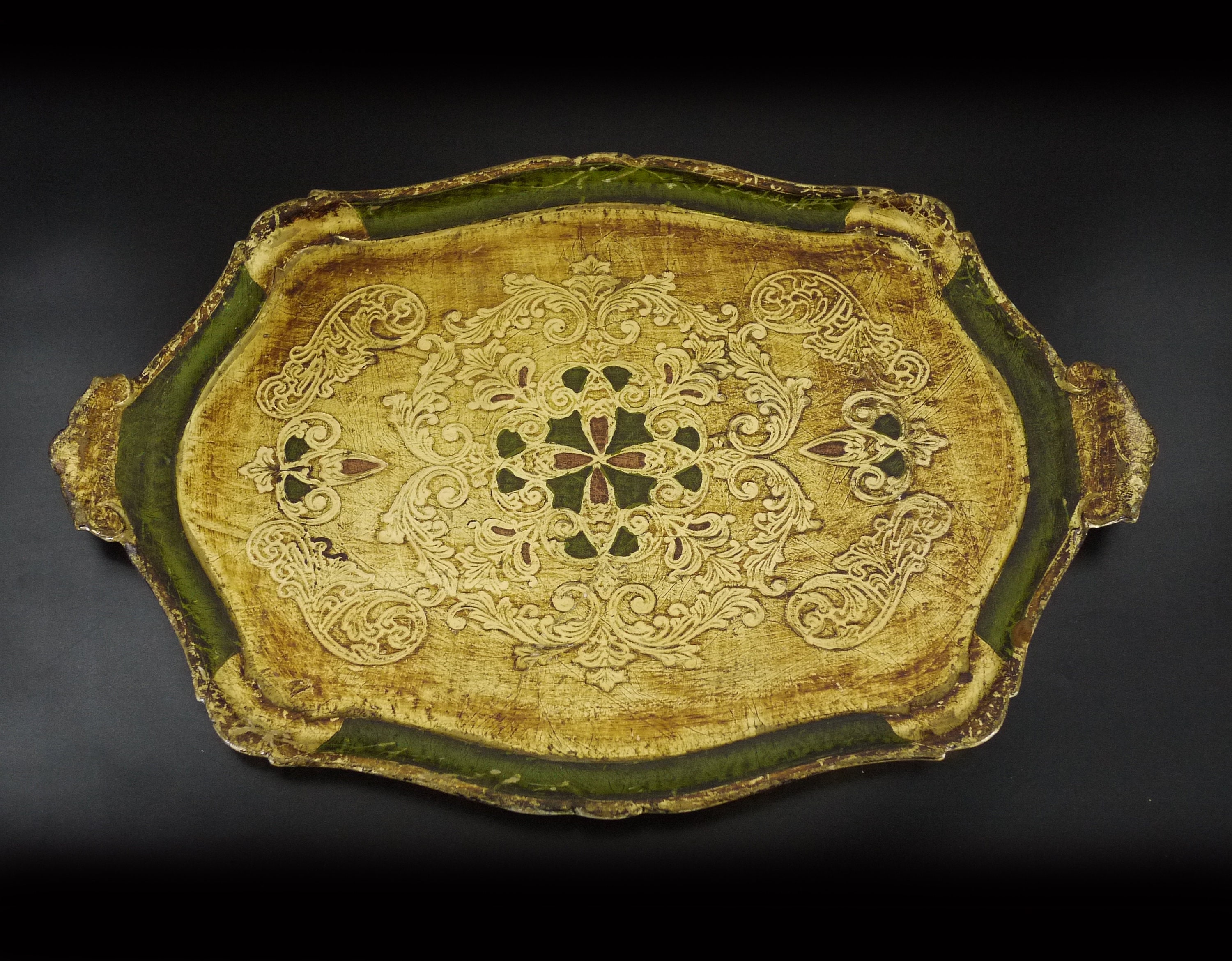 Vintage Large Florentine Tray With Handles