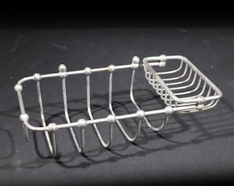 Antique French Soap Dish Art Deco Wire Soap Basket and Sponge Holder