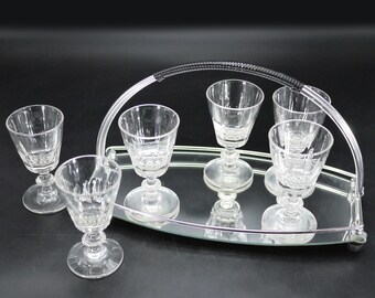 French Clear Glass Aperitif Shot Stems with Tray