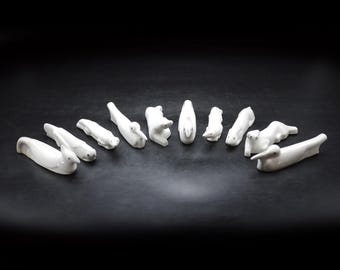 Set of 10 Art Deco Porcelain Knife Rests White Animals Figurines Table Setting Decoration