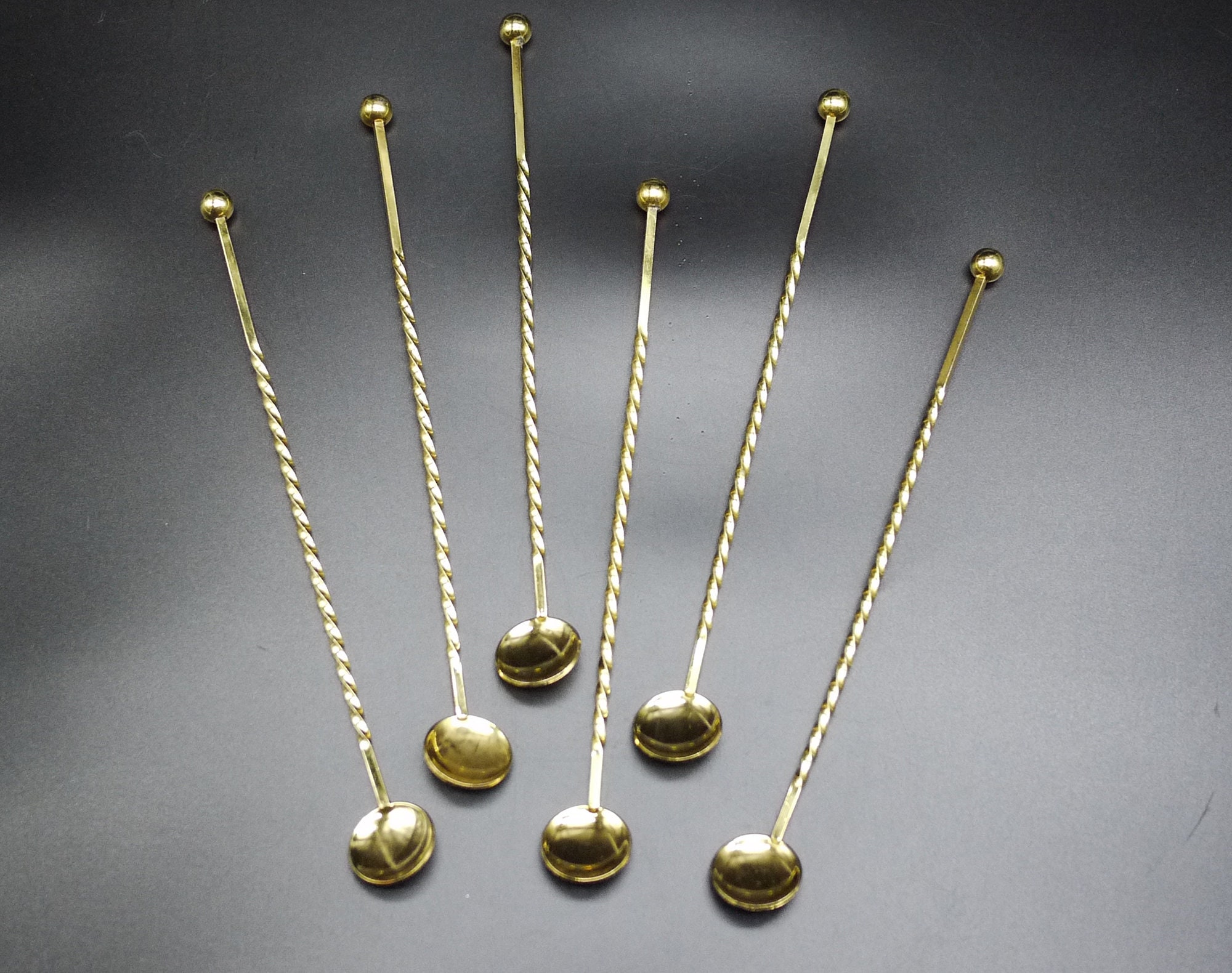 French Gold Cocktail Stirrer Spoons set of 6