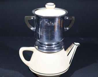 Vintage French Coffee Pot Ceramic Salam Cafetiere Pour-Over Coffee Maker