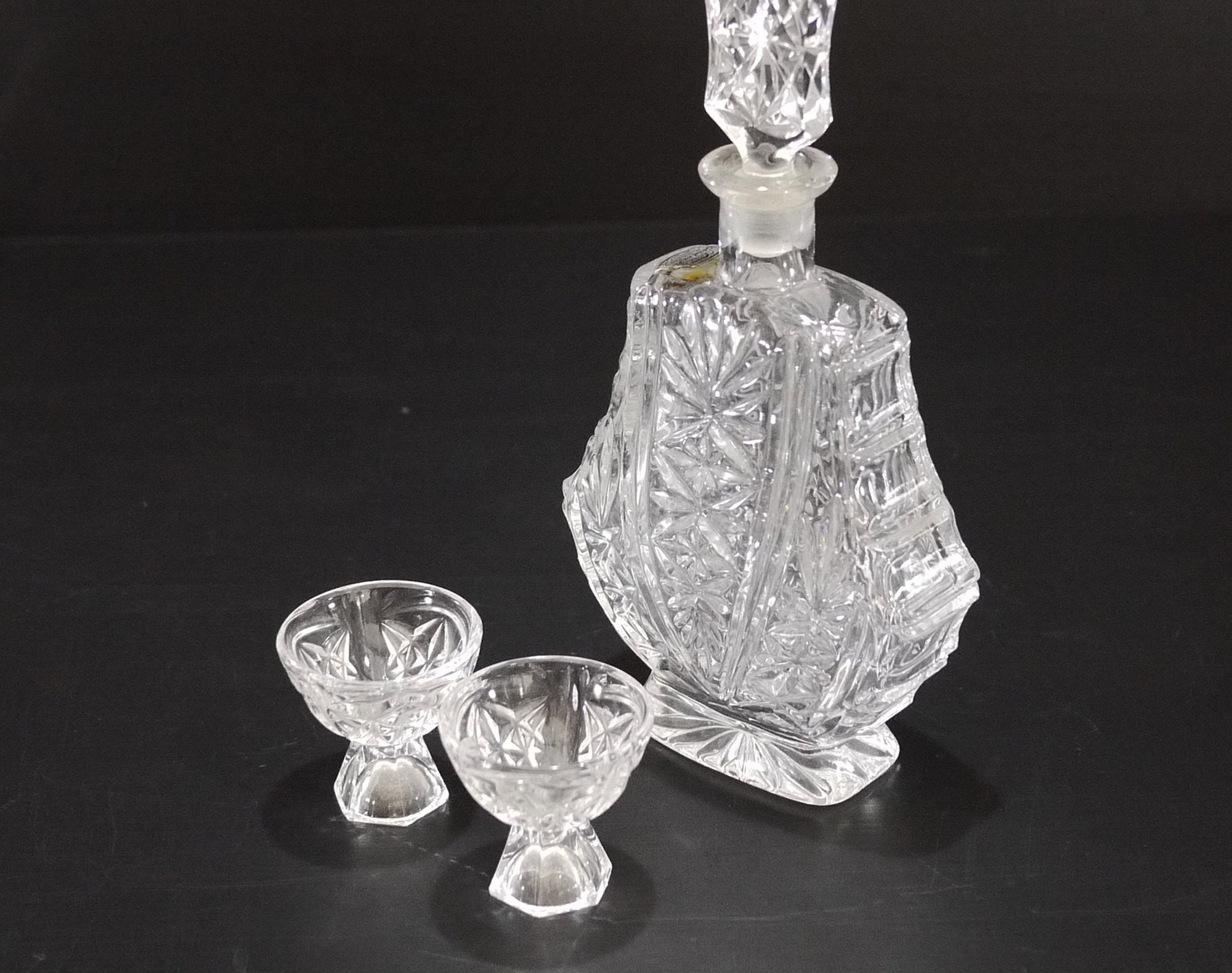 Murano Glass Tray with Crystal Liquor Decanter Set