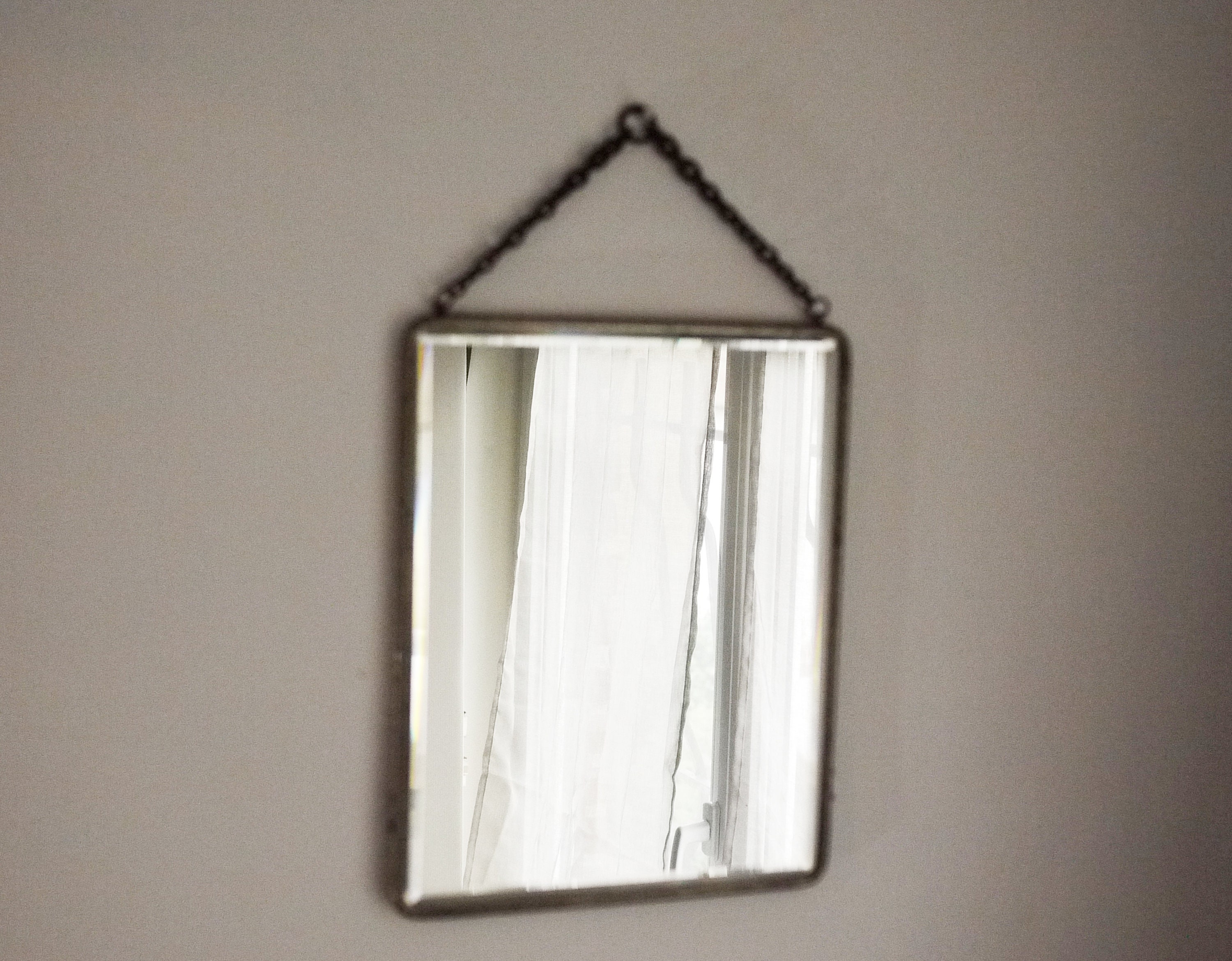 Antique French Barber Shop Beveled Wall Mirror