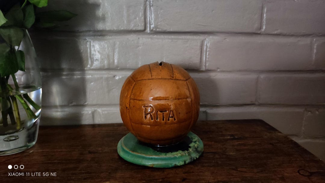 Vintage French Ceramic Soccer Ball Breakable Coin Bank, Football Money ...