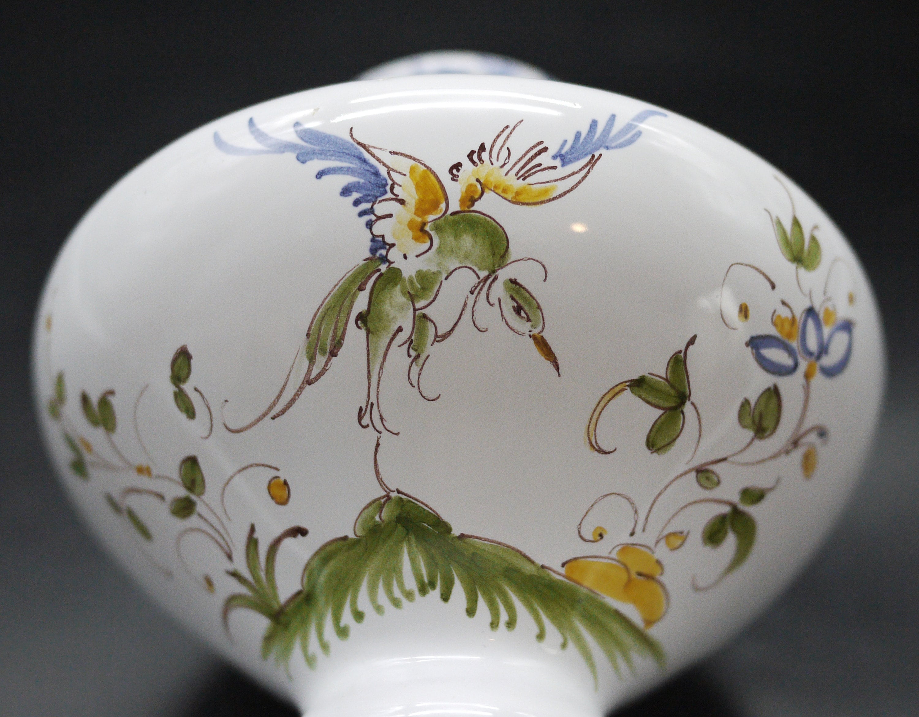 French Ceramic Flower Frog Vase Moustiers Decor