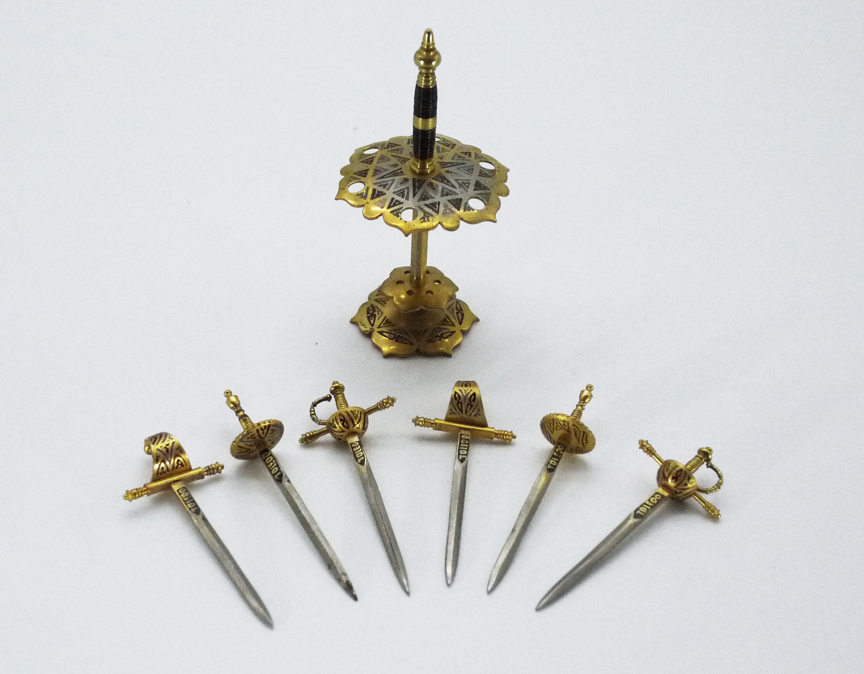 Vintage Brass Sword Cocktail Picks by Toledo